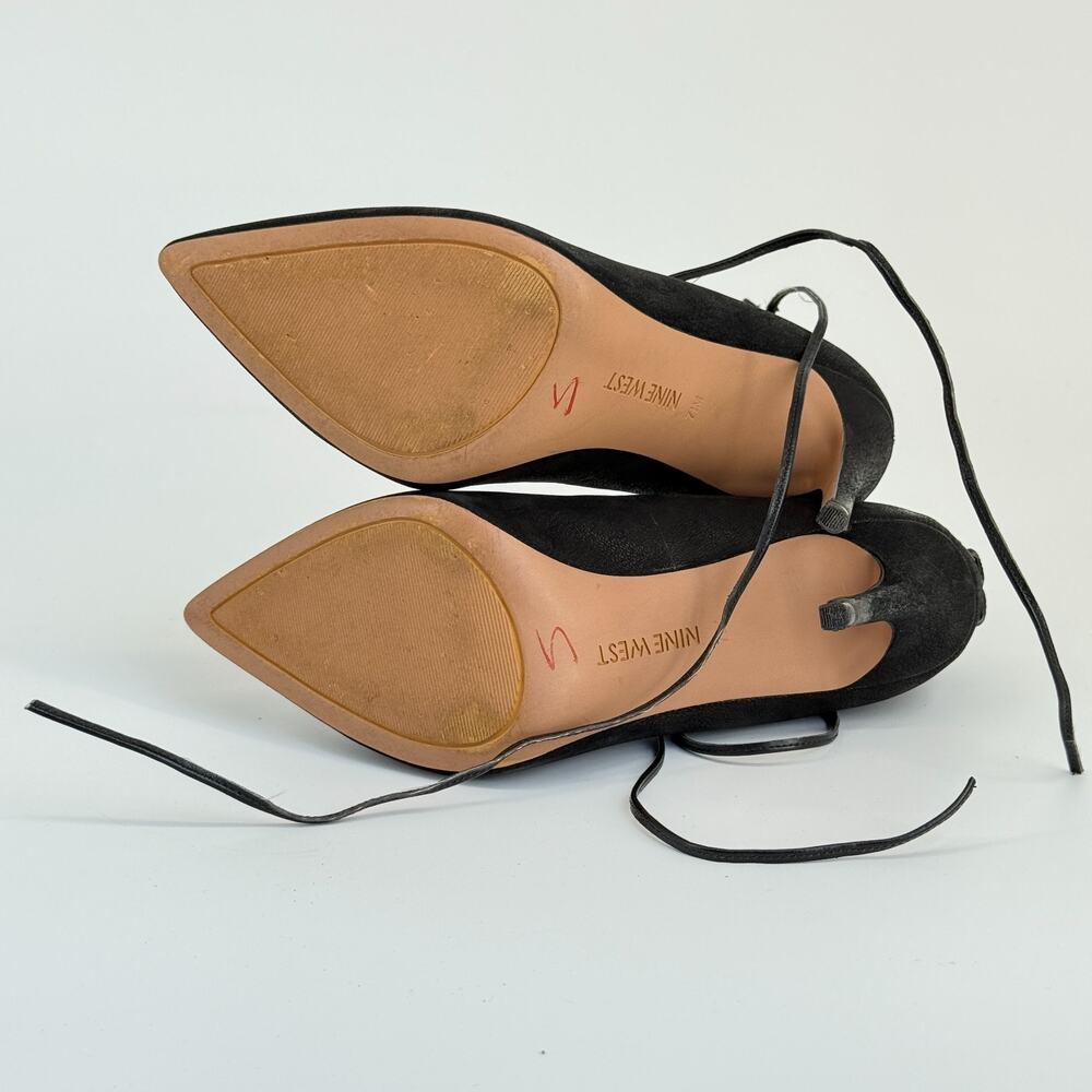 Nine West Lace Up Heels Office Siren Pumps Stiletto Pointed Toe Size 7.5 Nwebba - Picture 6 of 6
